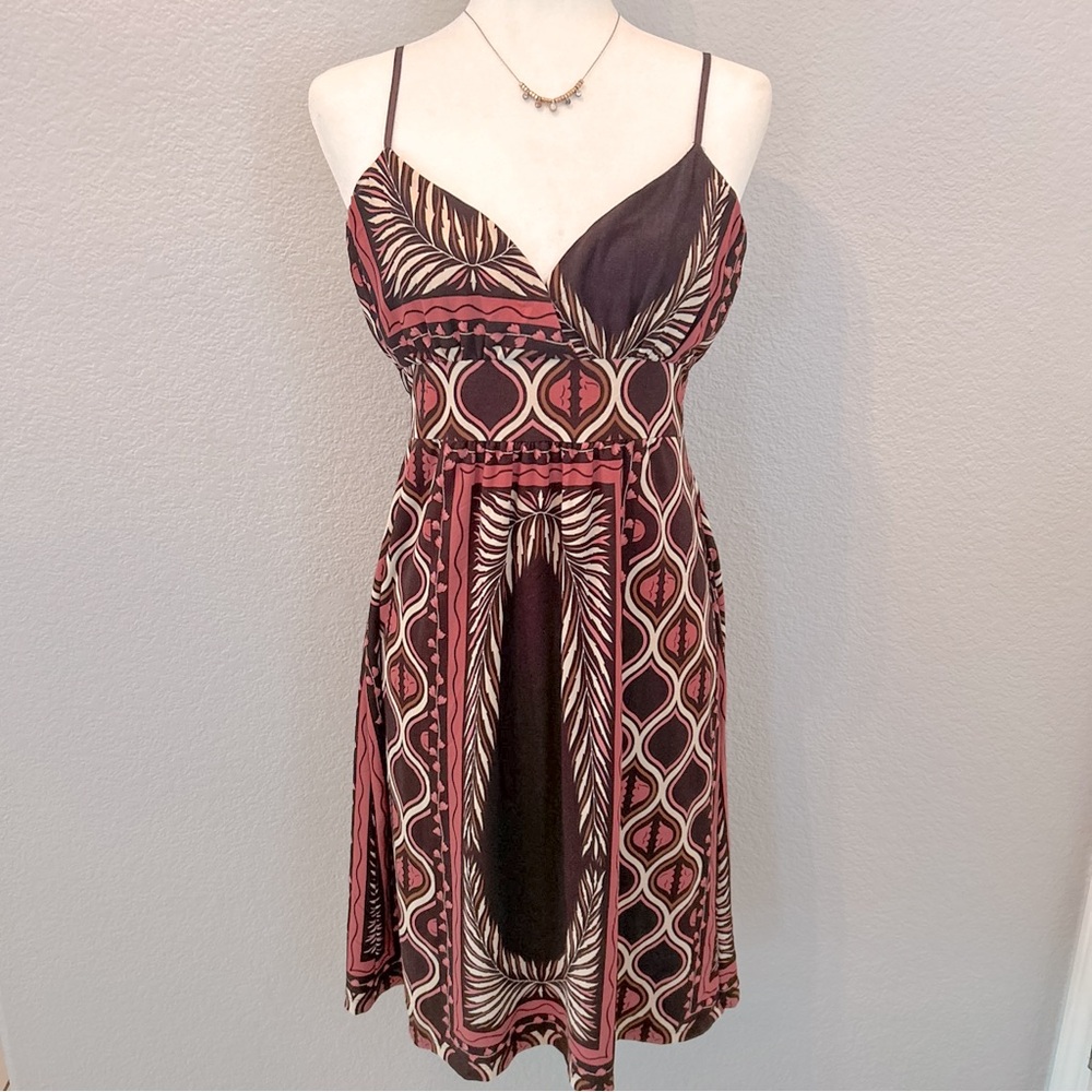 Vintage Y2K Hypnotik Sleeveless Spaghetti Strap Dress Brown Pink XL Fairy Grunge